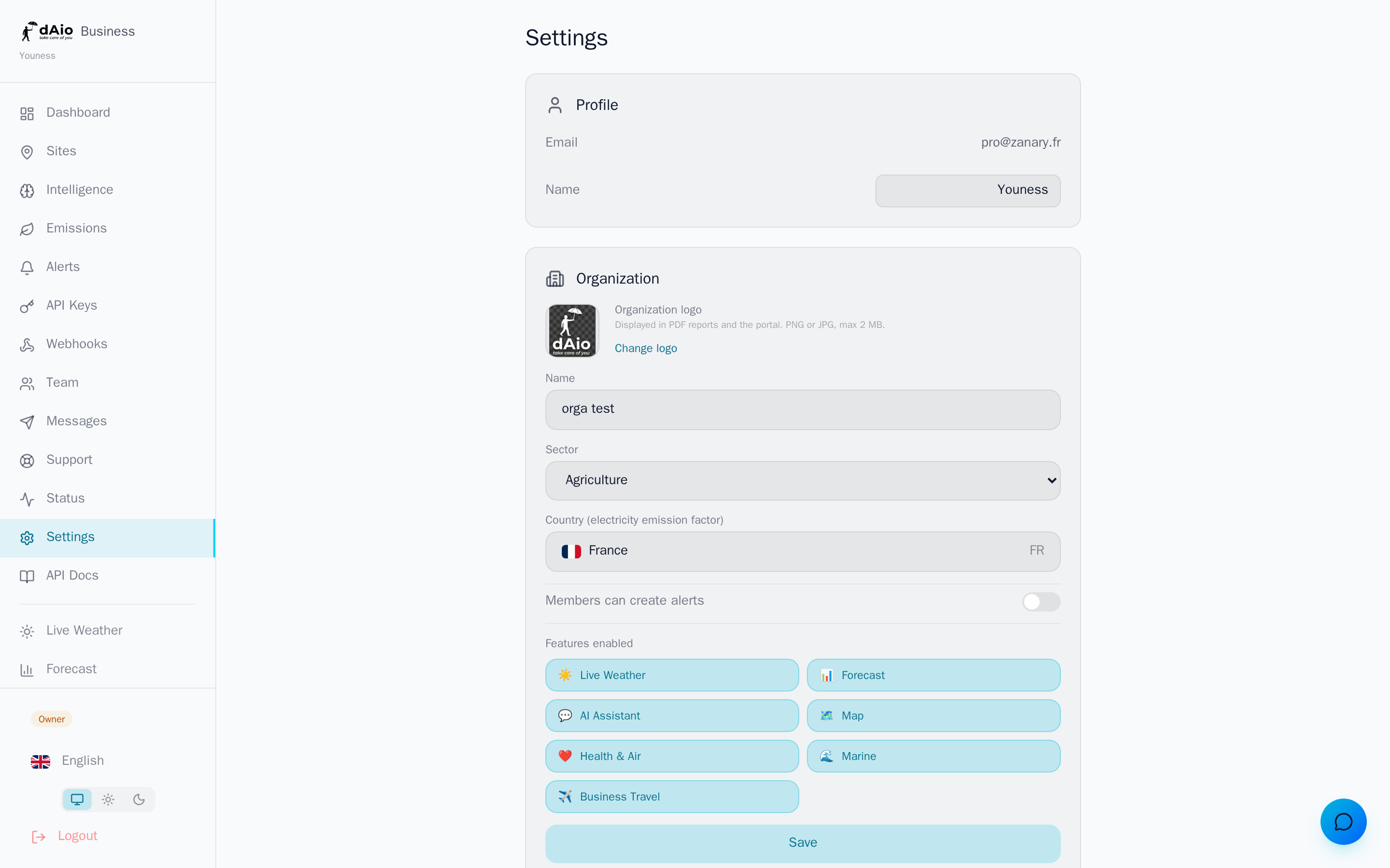 Paramètres de sécurité et de compte